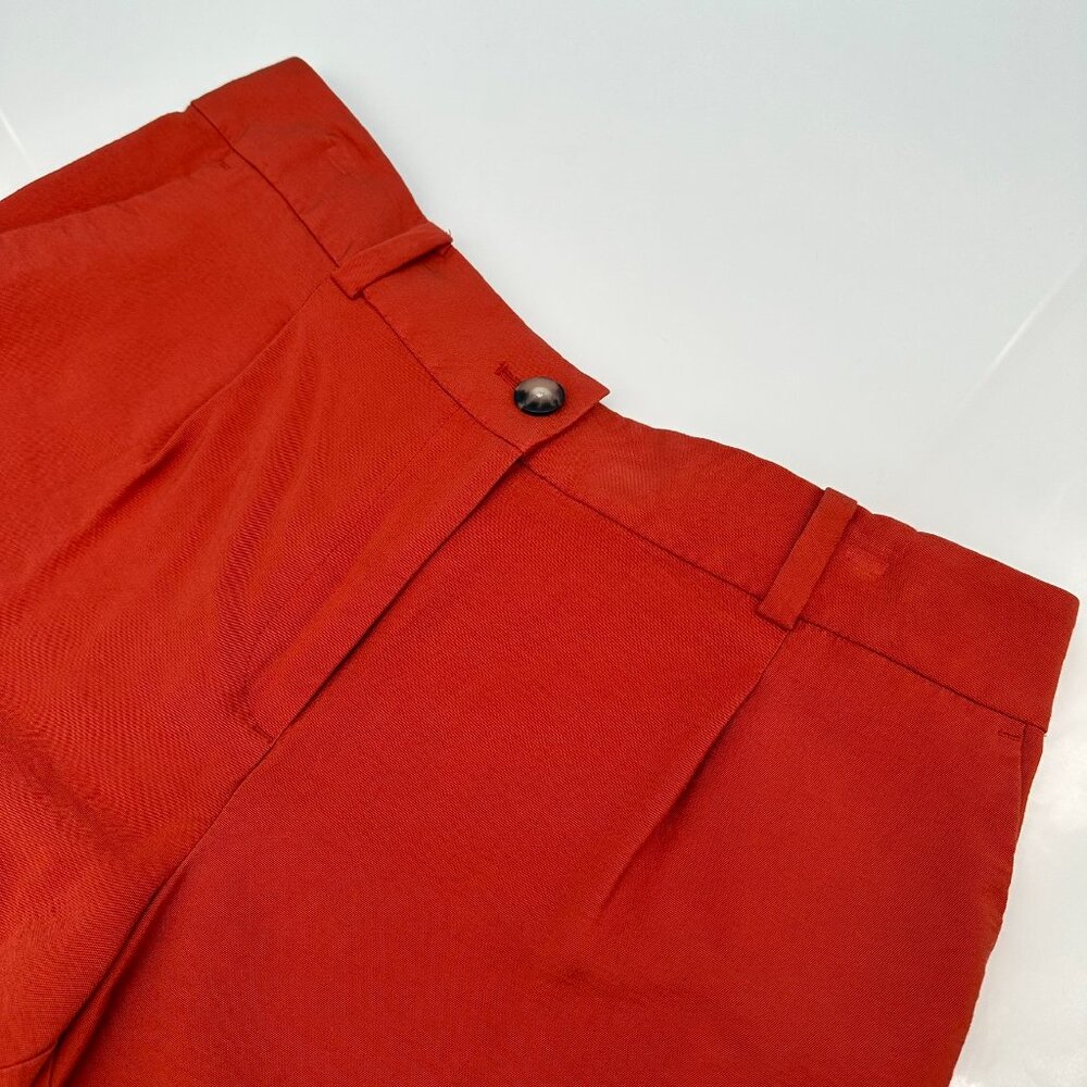 LOFT Women's Textured Pleated Mid Rise Shorts, Size Large, Burnt Orange